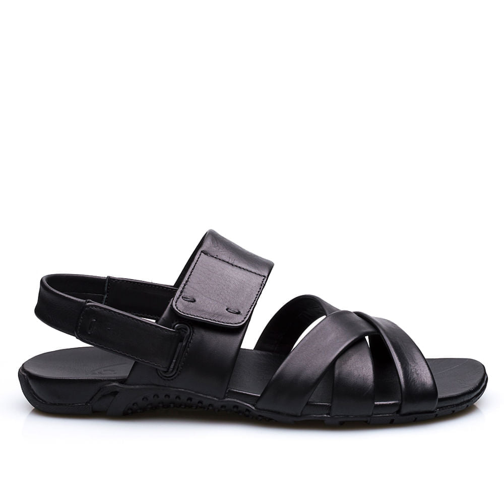 Sandália Masculina Fascar Preto Em Couro
