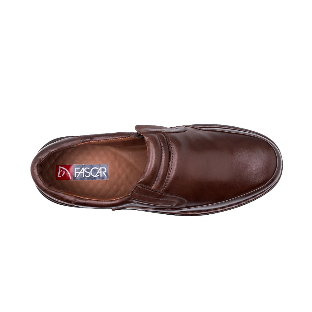 Mocassim Masculino Social Fascar Lite Marrom Em Couro