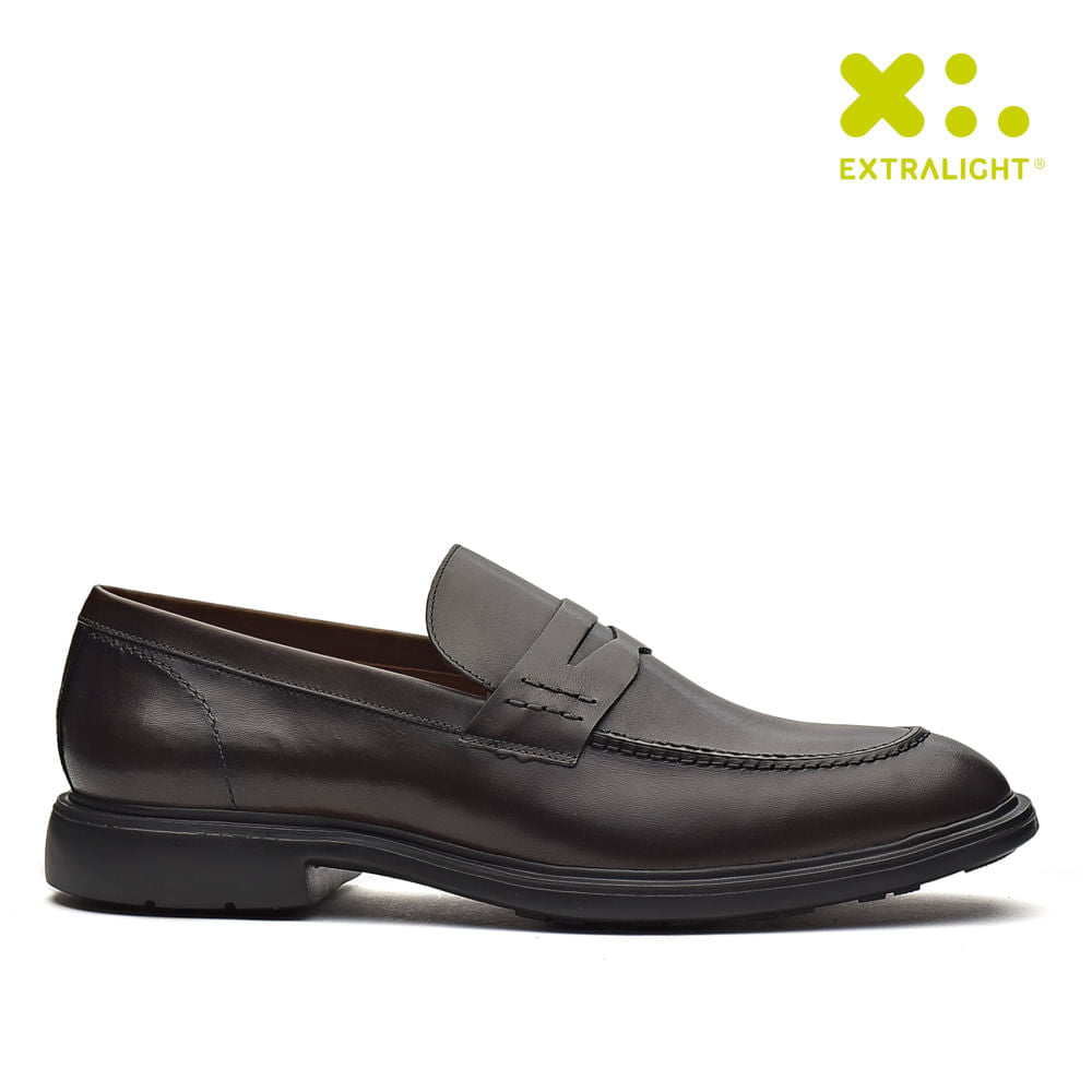 Mocassim Masculino Social Fascar Extralight Penny Loafer Marrom Em Couro