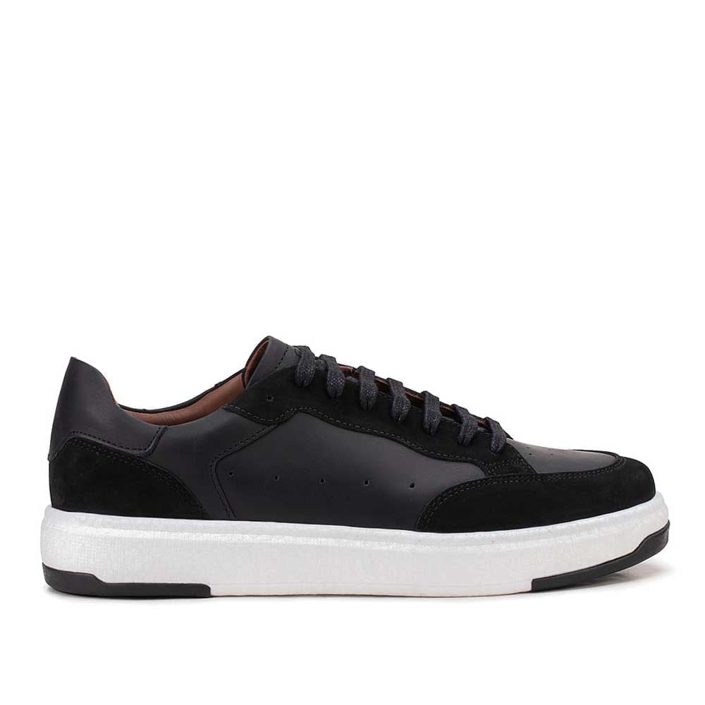 Tênis Masculino Casual Fascar Preto Em Couro