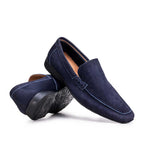 Mocassim Masculino Casual Fascar Viseu Azul-Marinho Em Couro
