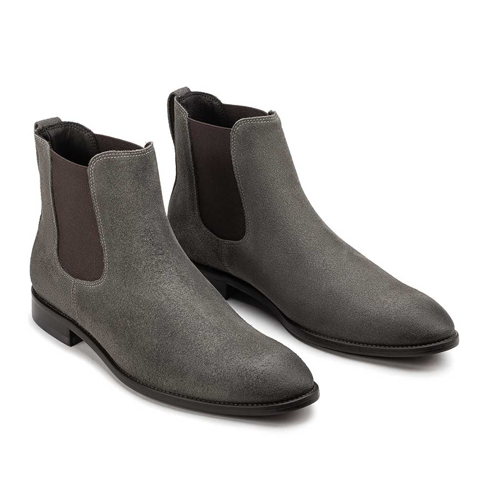 Bota Masculina Casual Fascar Chelsea Cinza Grafite em Couro