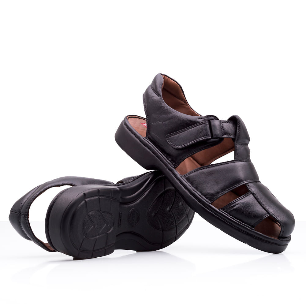 Sandália Masculina Fascar Lite Preta Em Couro