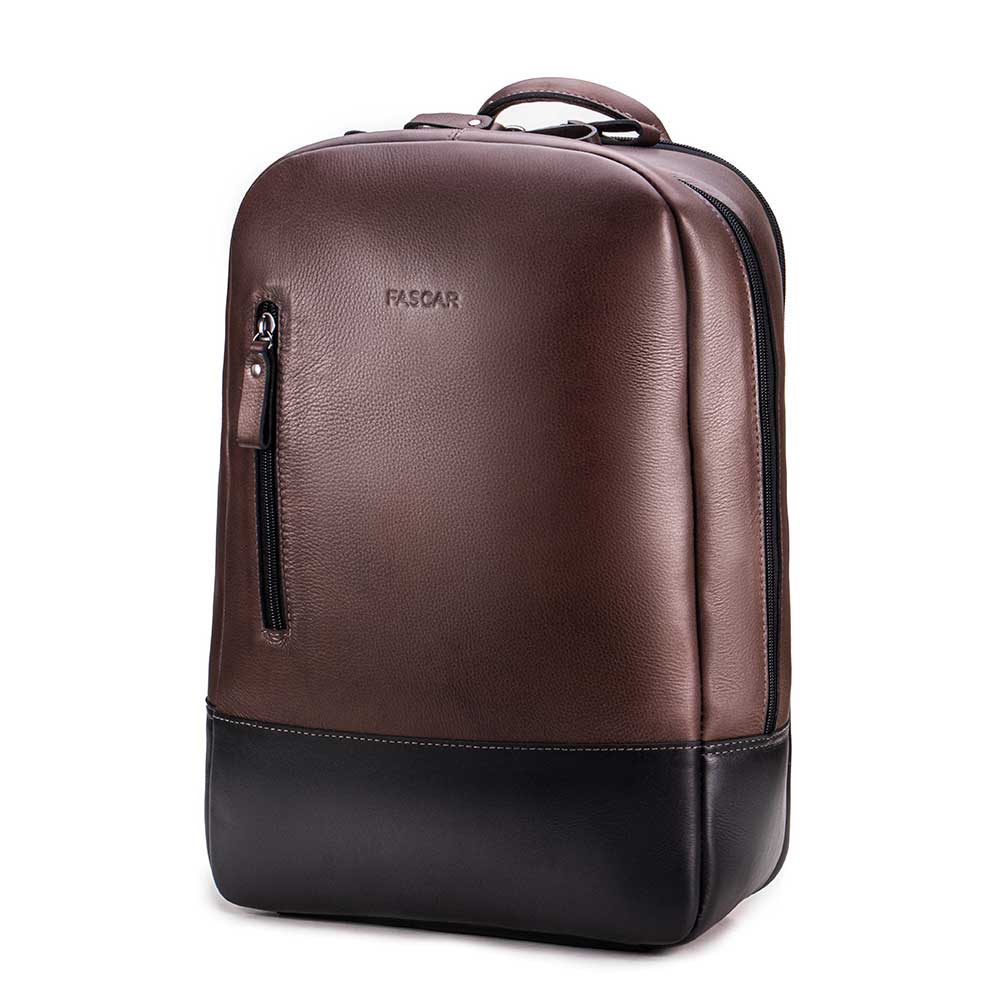 Mochila Masculina Executiva Fascar Marrom Em Couro