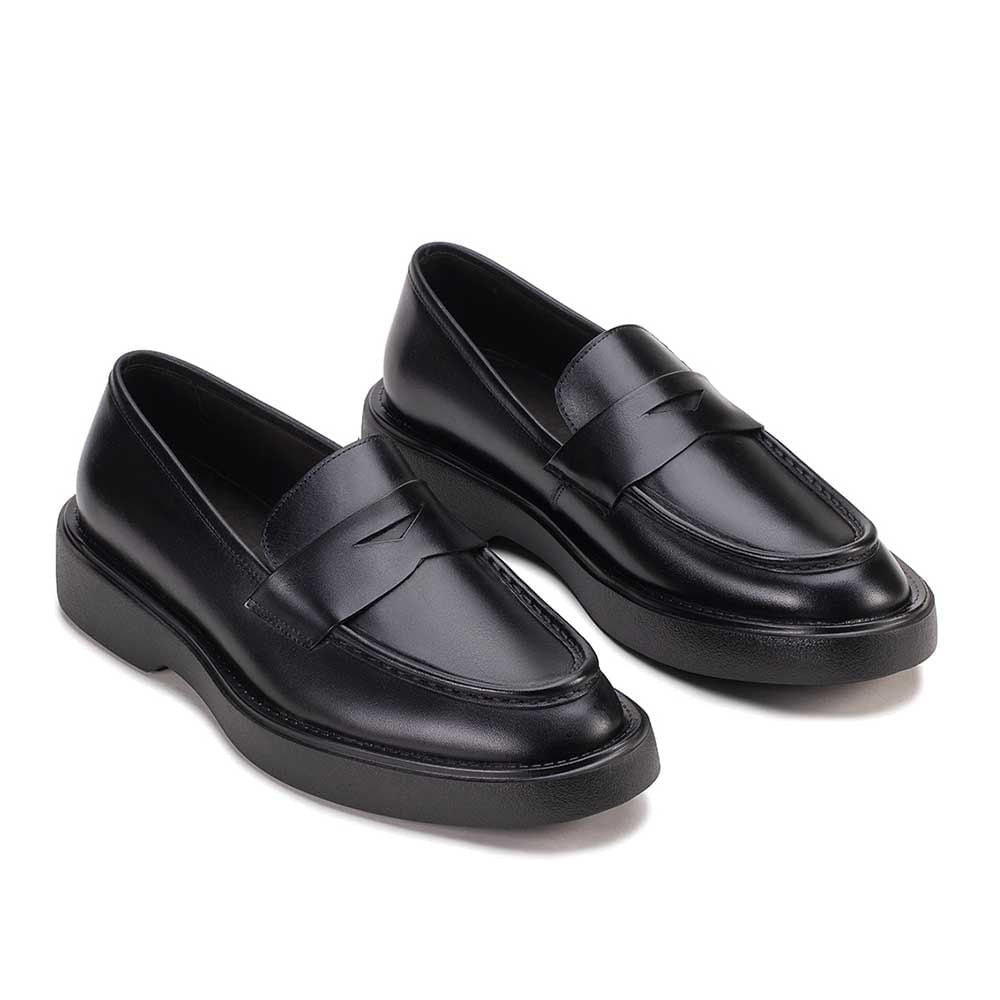 Mocassim Masculino Social Fascar LITE Penny Loafer Preto em Couro