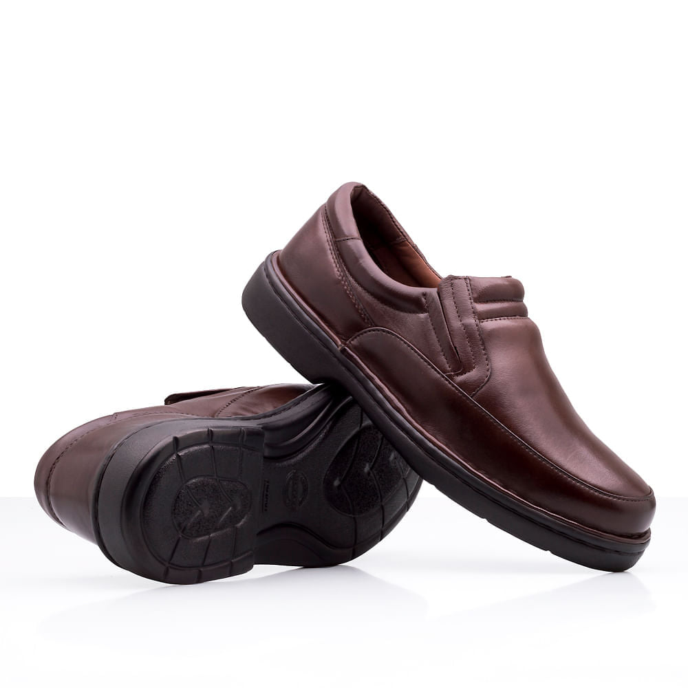 Mocassim Masculino Social Fascar Lite Marrom Em Couro