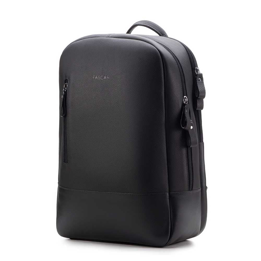 Mochila Masculina Executiva Fascar Preta Em Couro