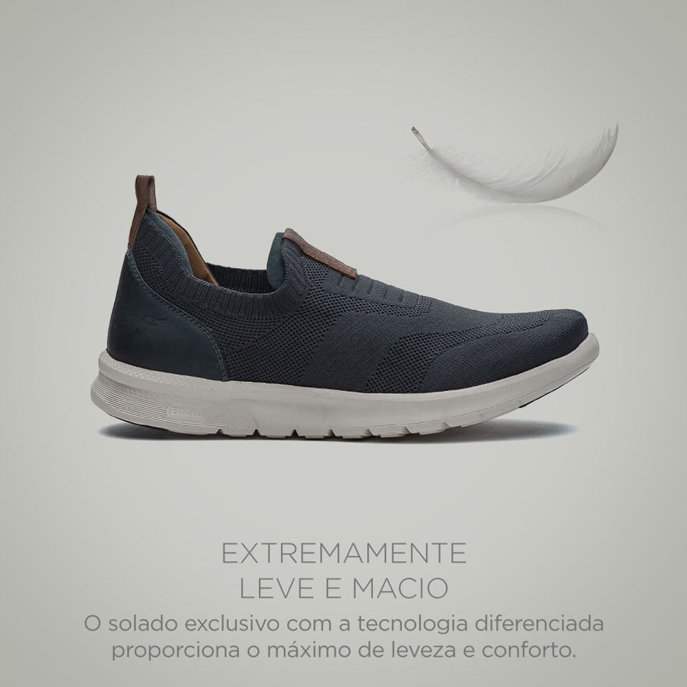 Tênis Masculino Casual Fascar Lite Cinza Em Knit