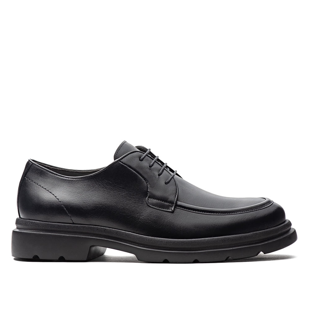 Sapato Masculino Casual Fascar Lite Derby Preto Em Couro