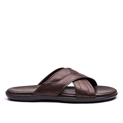 Chinelo Masculino Fascar Lite Café em Couro