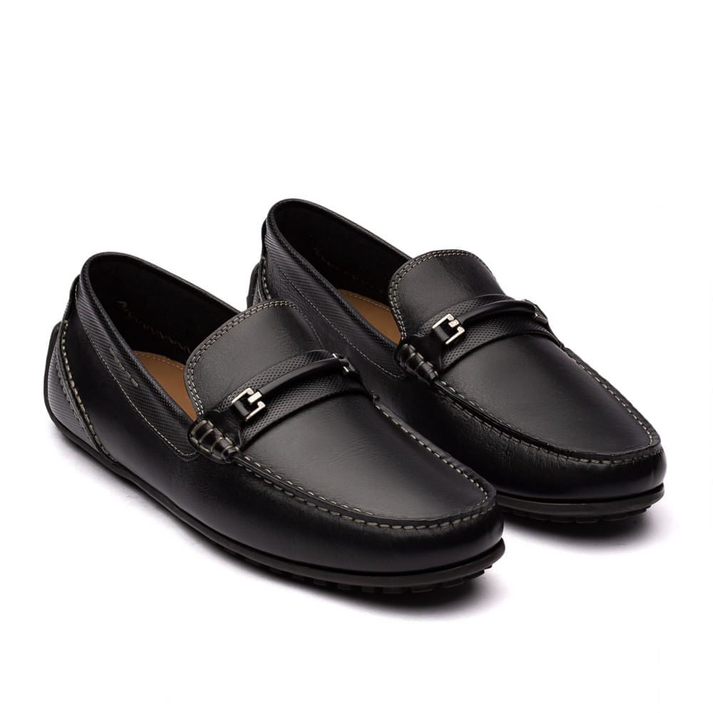 Drive Masculino Fascar Preto Em Couro