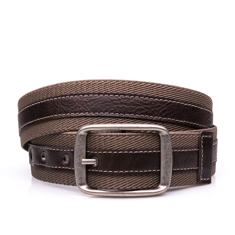 Cinto Masculino Casual Fascar Dupla Face Em Couro e Lona