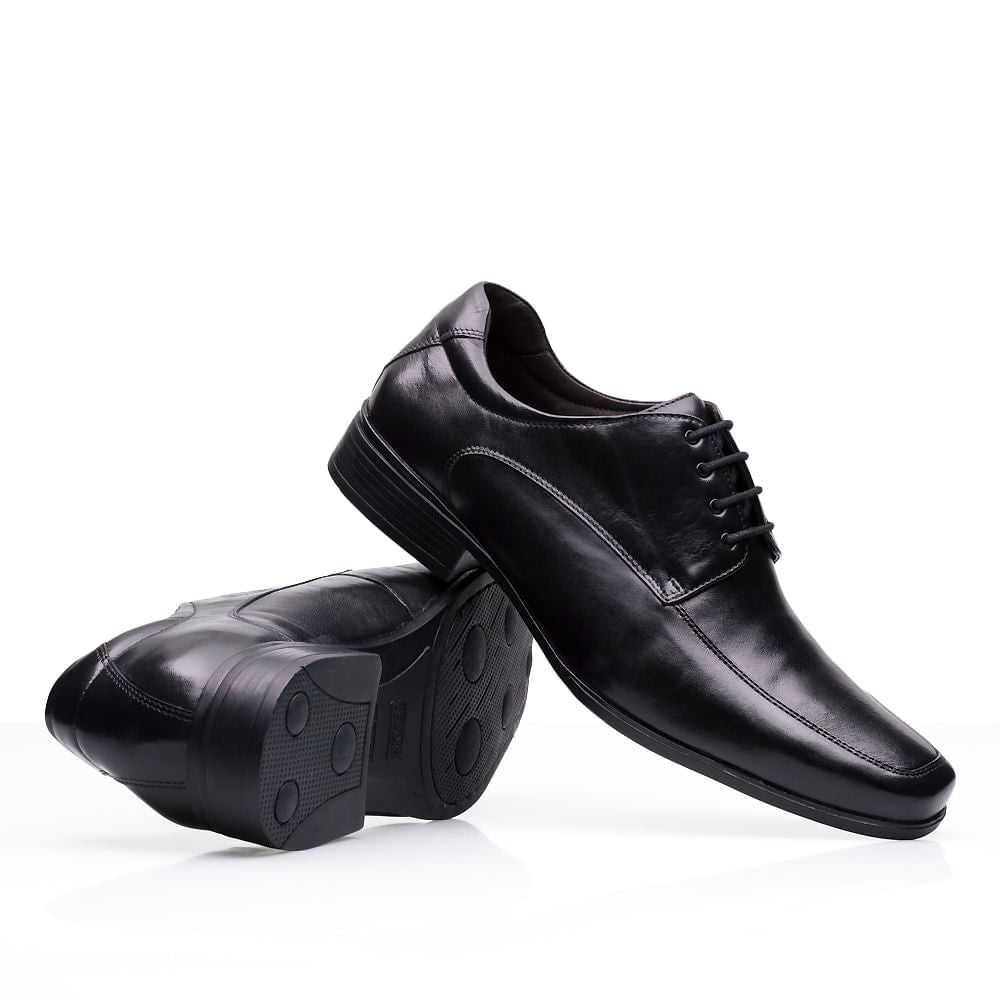 Sapato Masculino Social Fascar Active Air Flow Derby Preto Em Couro