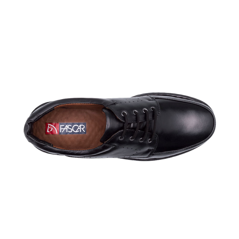 Sapato Masculino Social Fascar Lite Derby Preto Em Couro