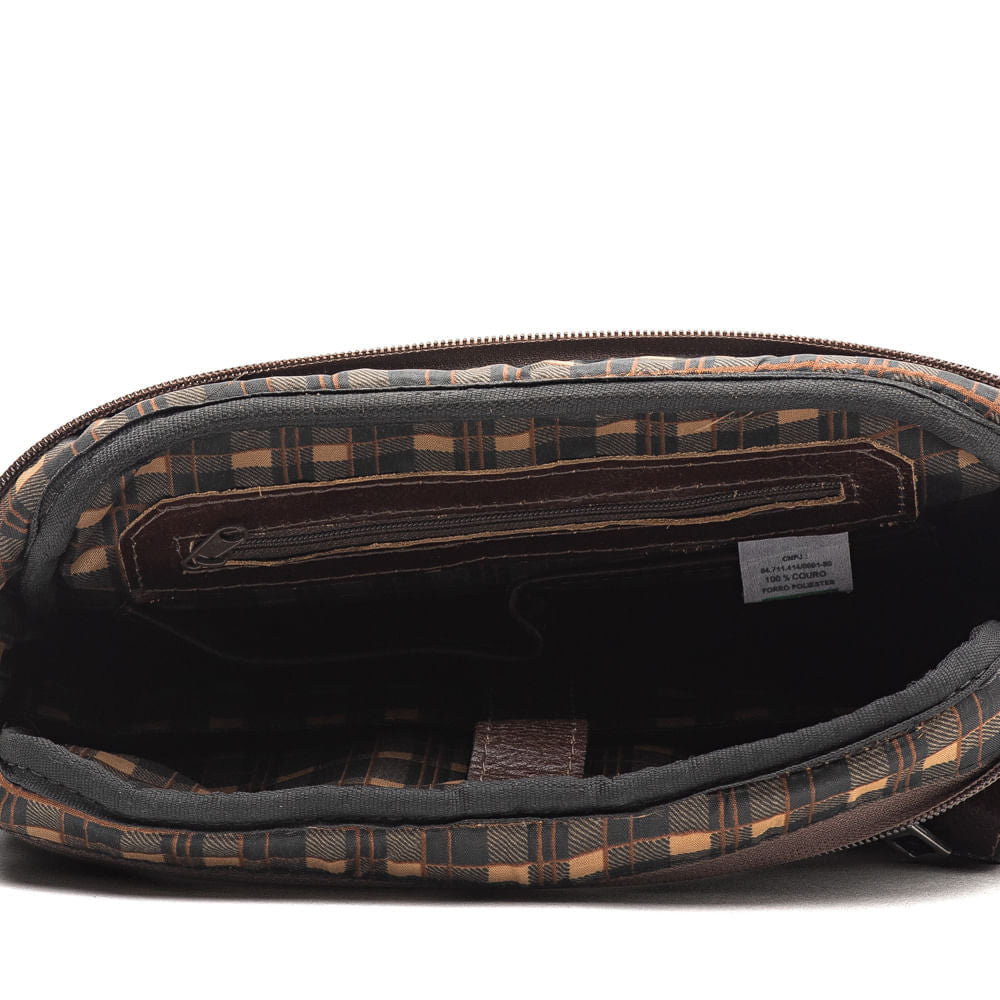 Bolsa Masculina Transversal Fascar Marrom Em Couro