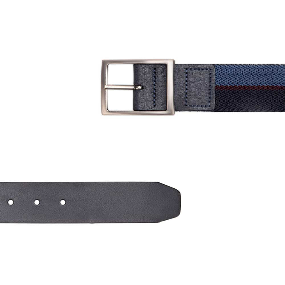 Cinto Masculino Casual Fascar Azul Em Lona Flexível e Couro