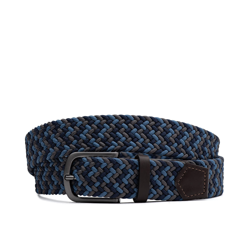 Cinto Masculino Casual Fascar Azul- Marinho em Lona Flexível e Couro