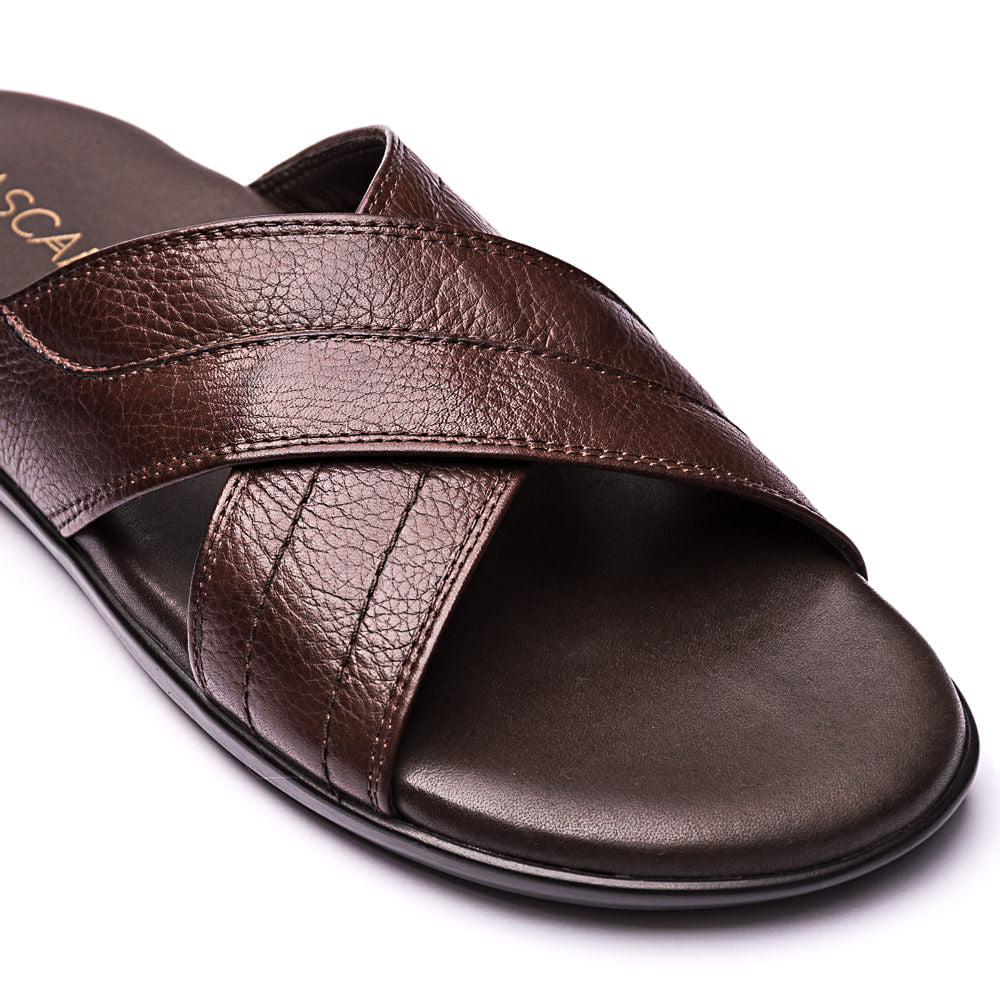 Chinelo Masculino Fascar Lite Café em Couro