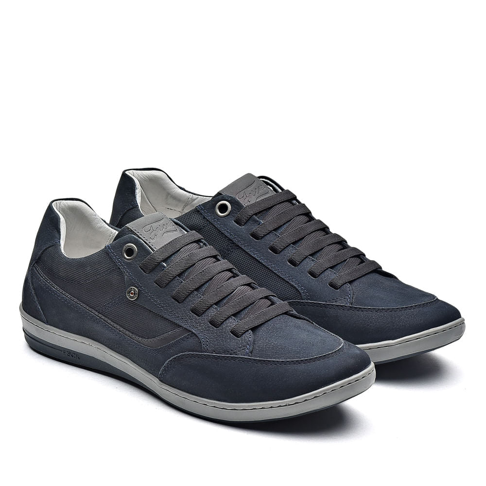 Sapatênis Masculino Casual Fascar Izi Azul-Marinho Em Couro