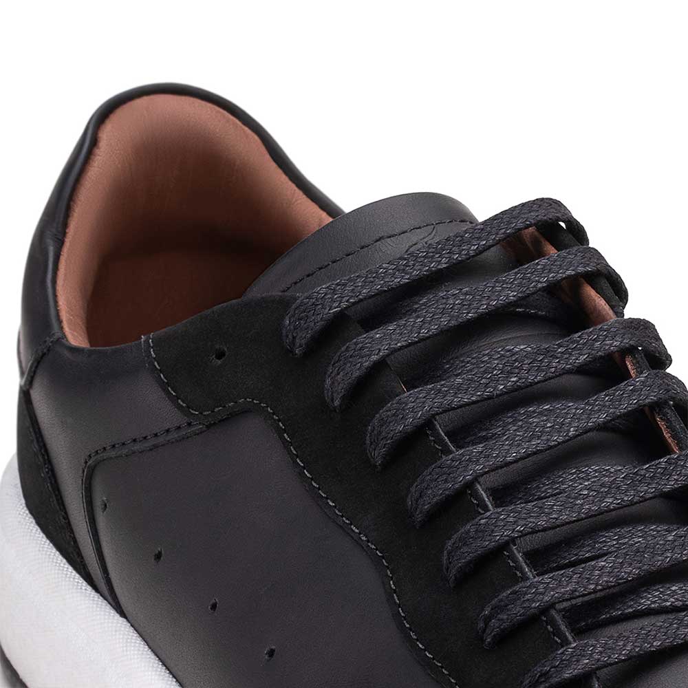 Tênis Masculino Casual Fascar Preto Em Couro