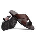 Chinelo Masculino Fascar Marrom Em Couro