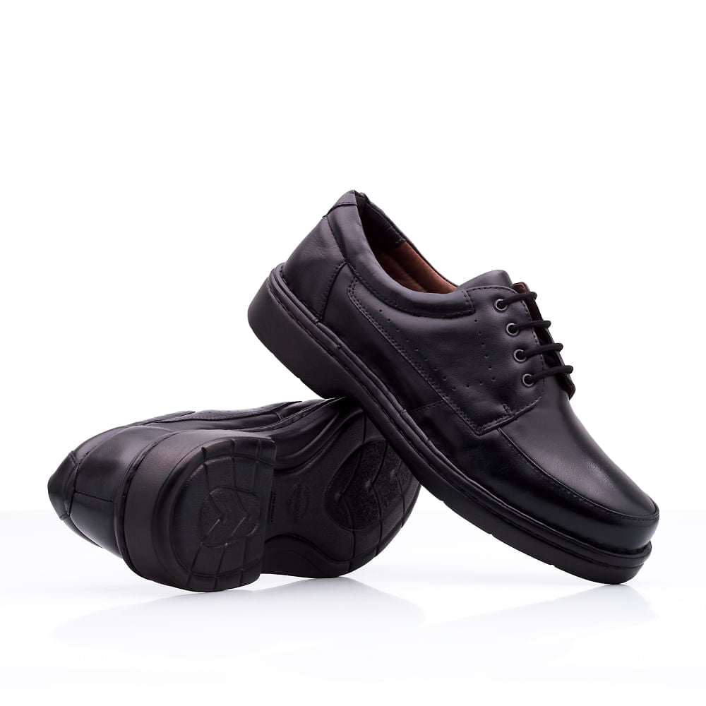 Sapato Masculino Social Fascar Lite Derby Preto Em Couro