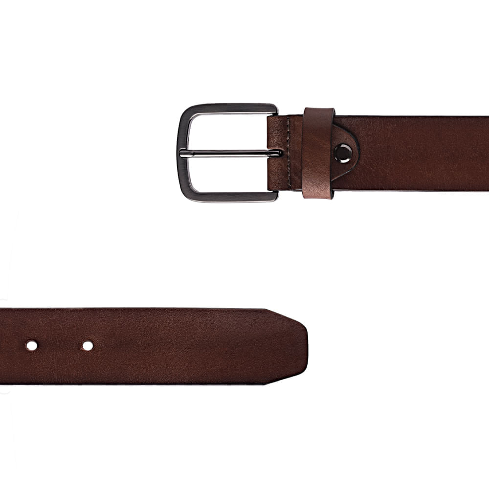 Cinto Masculino Casual Fascar Marrom Em Couro
