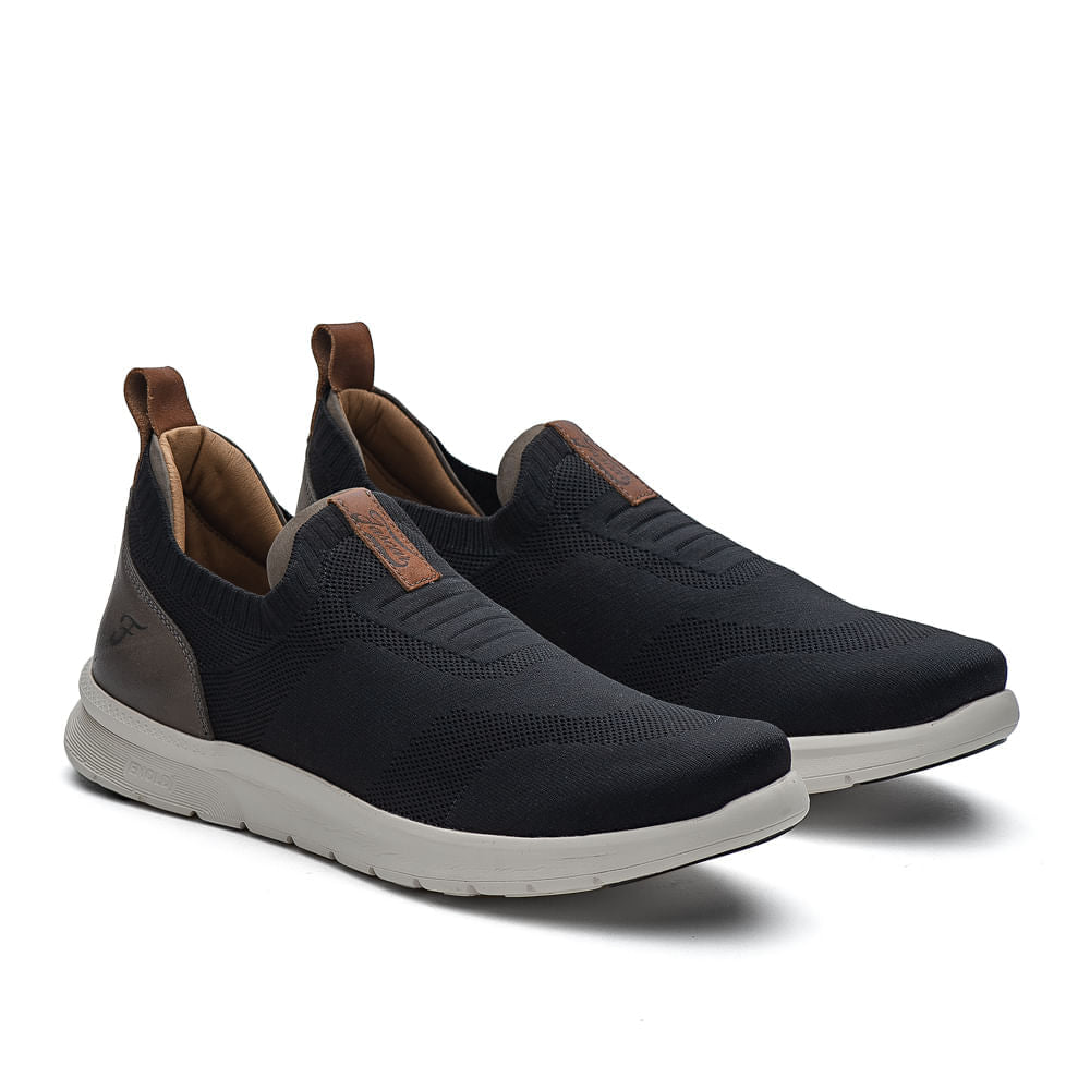 Tênis Masculino Casual Fascar Lite Preto Em Knit