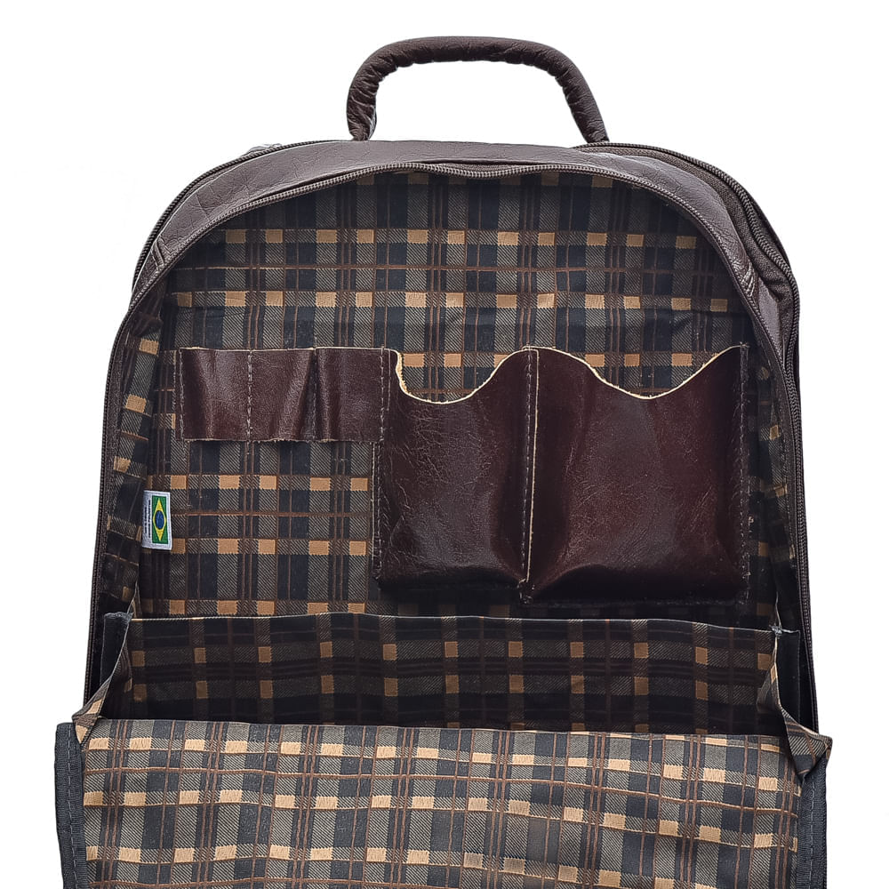 Mochila Masculina Executiva Fascar Marrom Em Couro