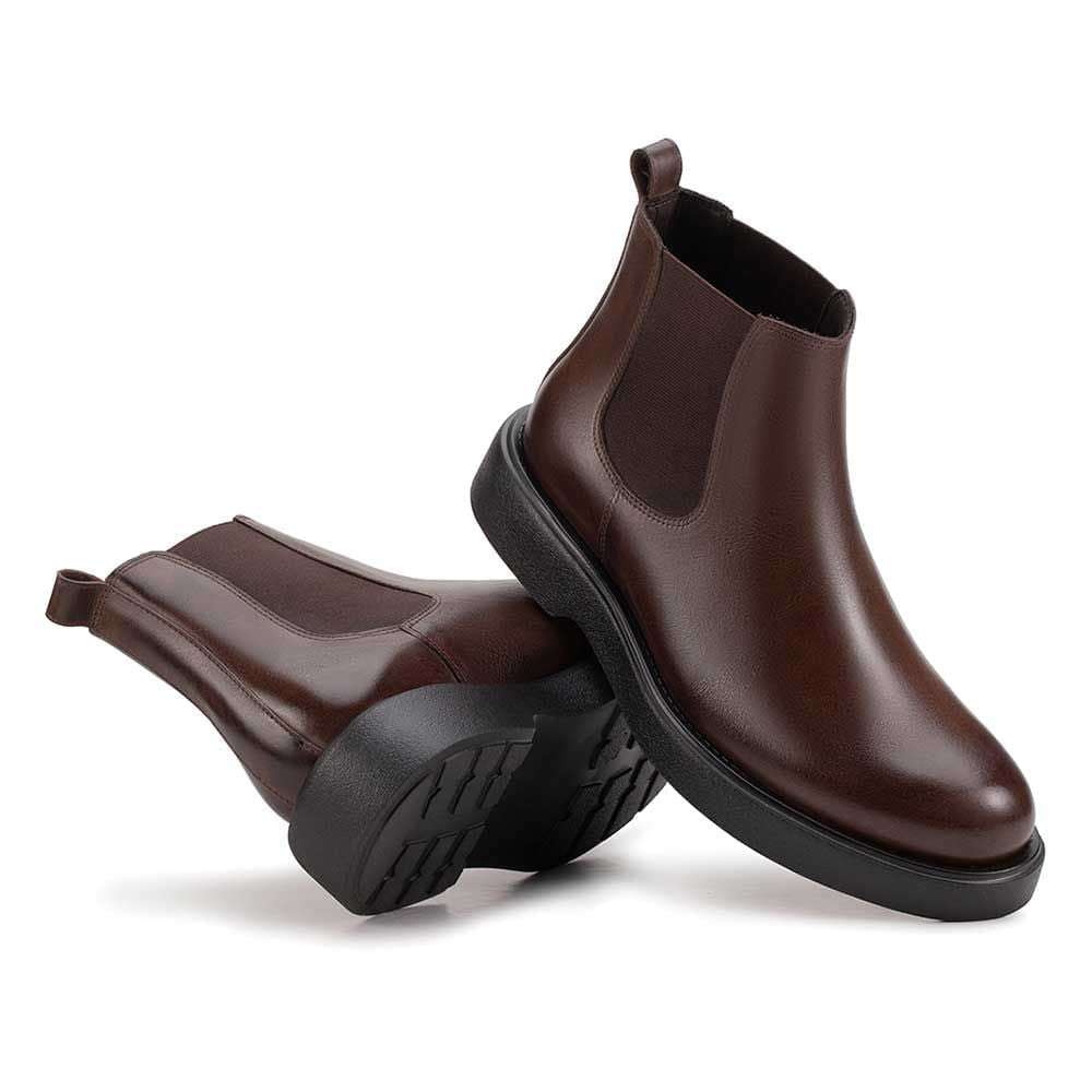 Bota Masculina Casual Fascar LITE Chelsea Marrom em Couro