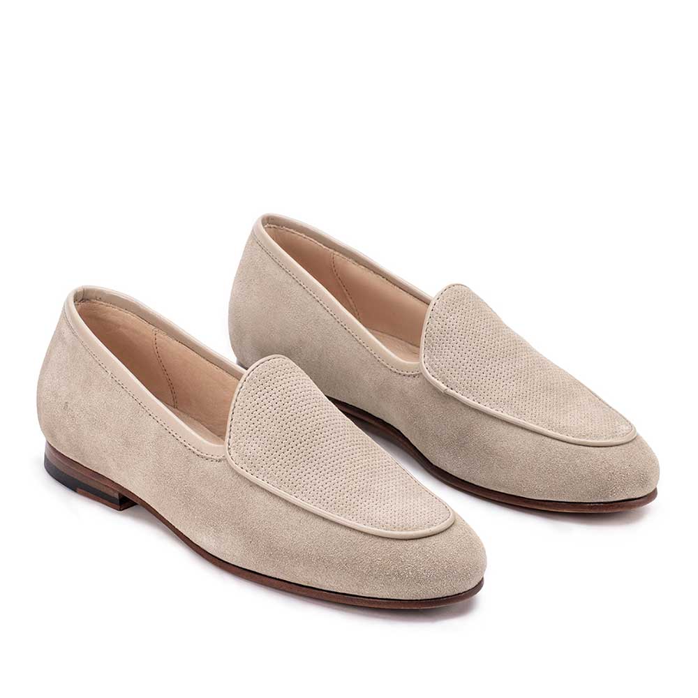 Mocassim Feminino Fascar Bege Salto Baixo Em Couro