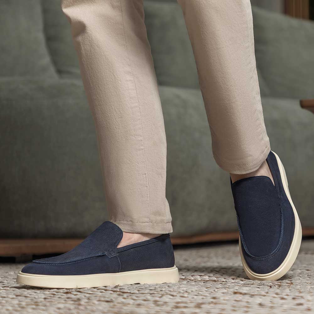 Mocassim Masculino Casual Fascar LITE Azul- Marinho em Couro
