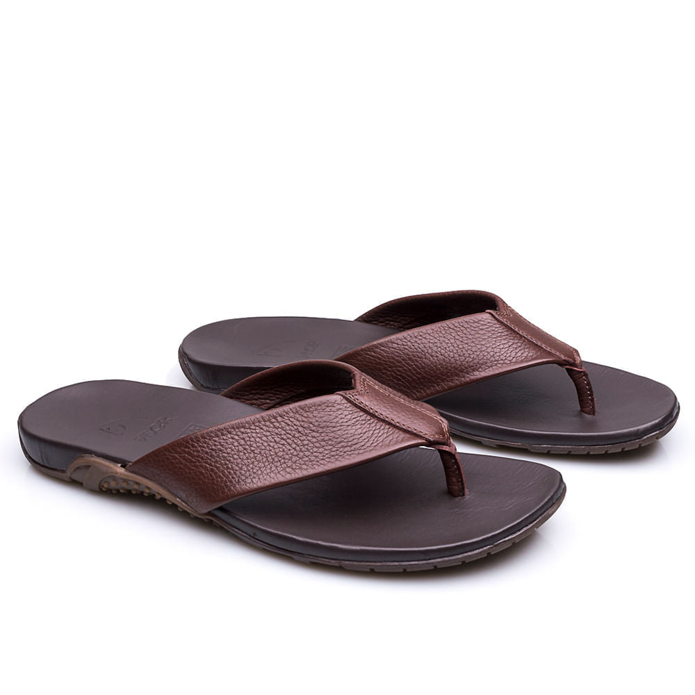 Chinelo Masculino Fascar Marrom Em Couro