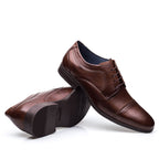 Sapato Masculino Social Fascar Derby Cap Toe Café em Couro