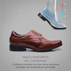 Sapato Social Derby Em Couro Alto Conforto Tamanho Marrom Grande-Active Air Flow
