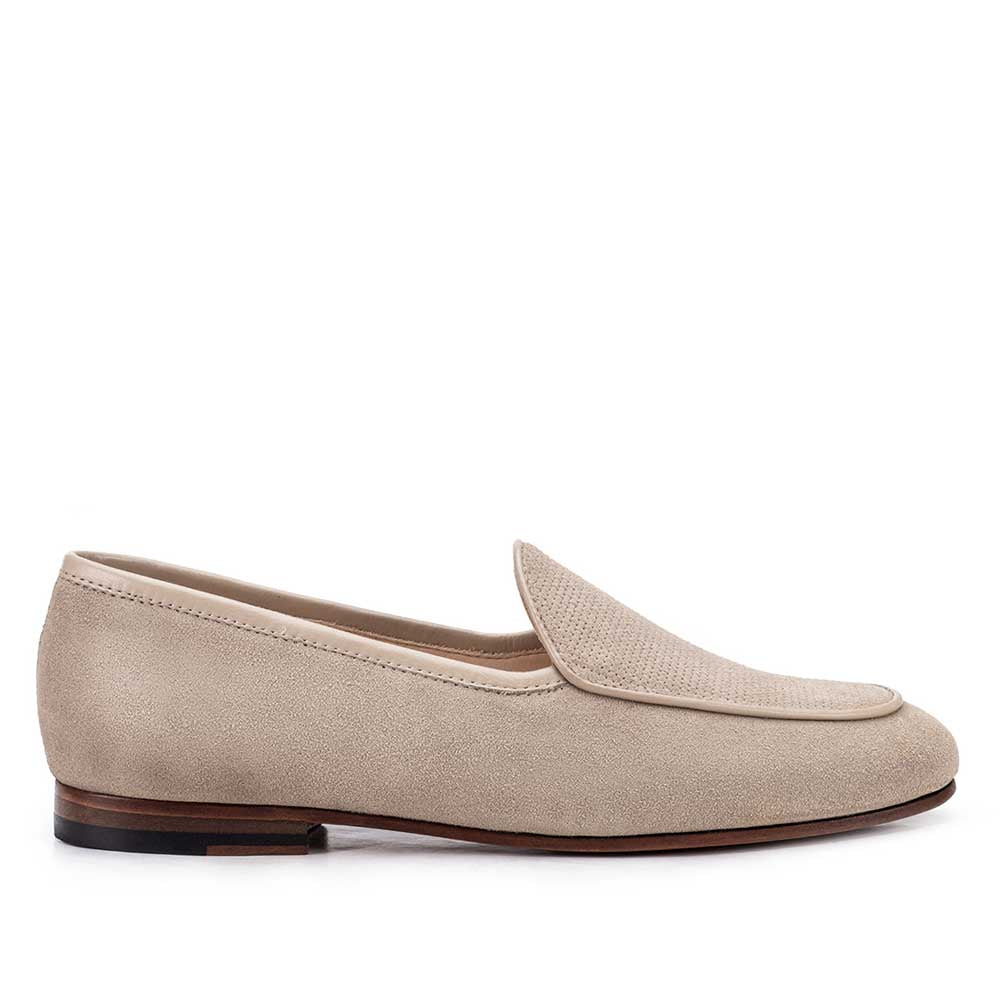 Mocassim Feminino Fascar Bege Salto Baixo Em Couro