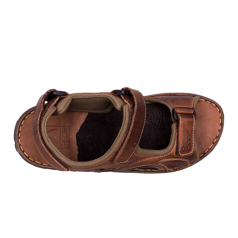 Sandália Masculina Fascar Marrom Em Couro
