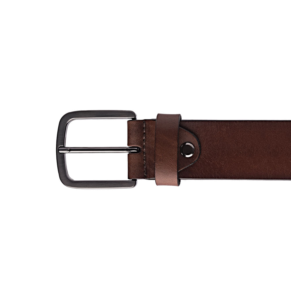 Cinto Masculino Casual Fascar Marrom Em Couro