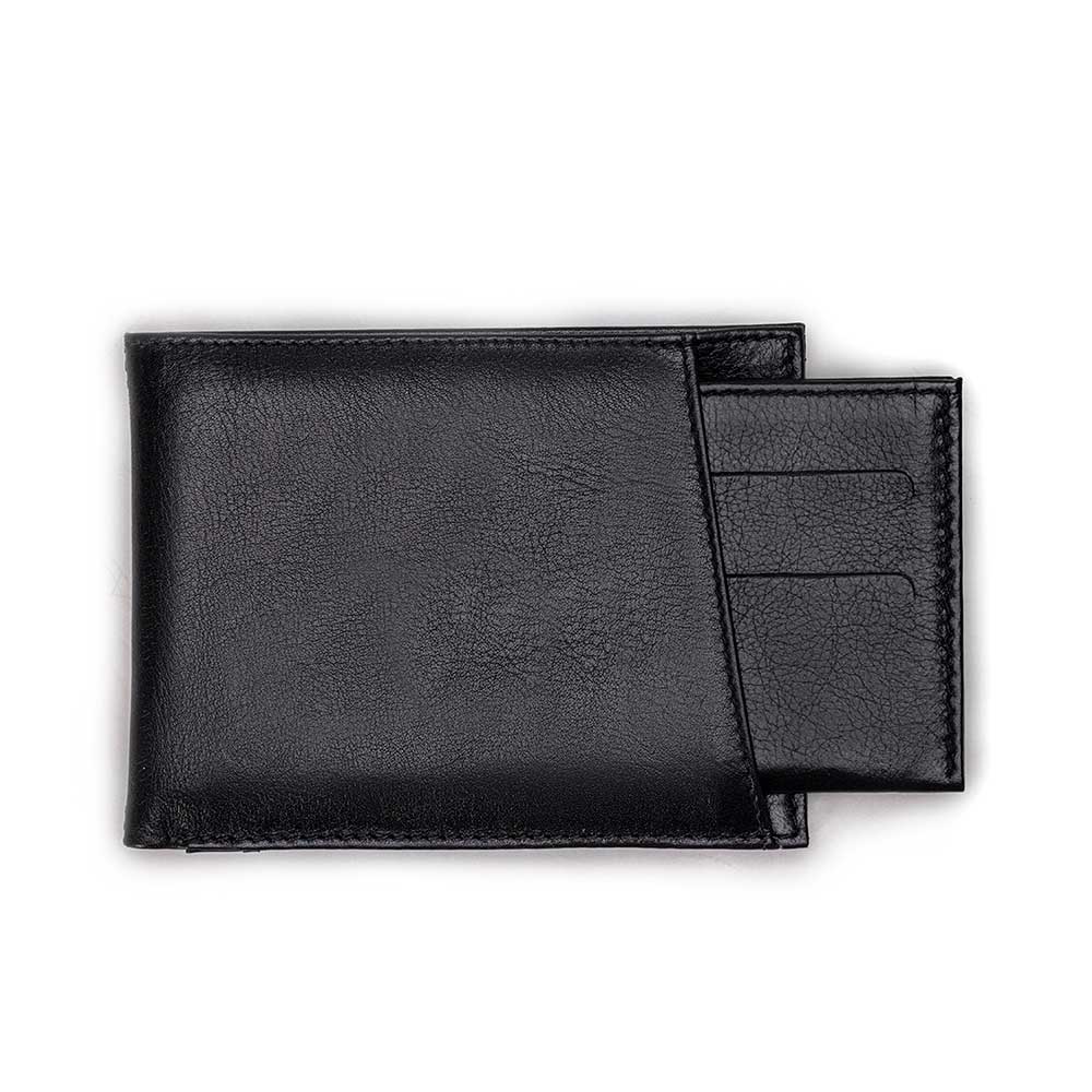 Carteira Masculina Fascar Preta Em Couro Com Proteção Rfid