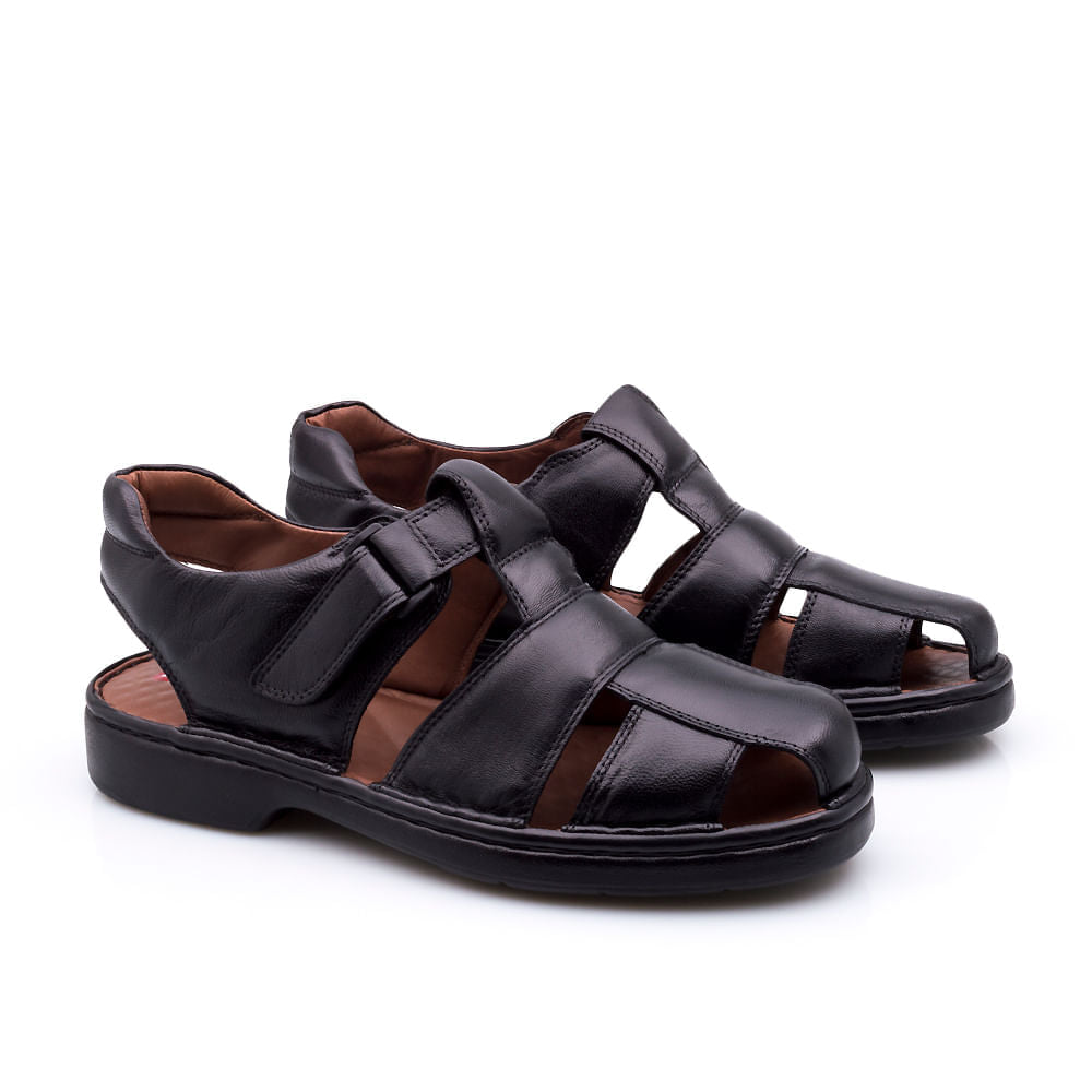 Sandália Masculina Fascar Lite Preta Em Couro