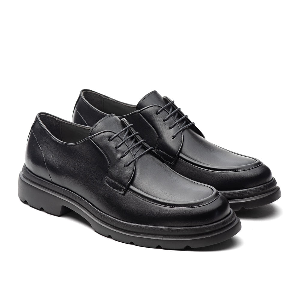 Sapato Masculino Casual Fascar Lite Derby Preto Em Couro