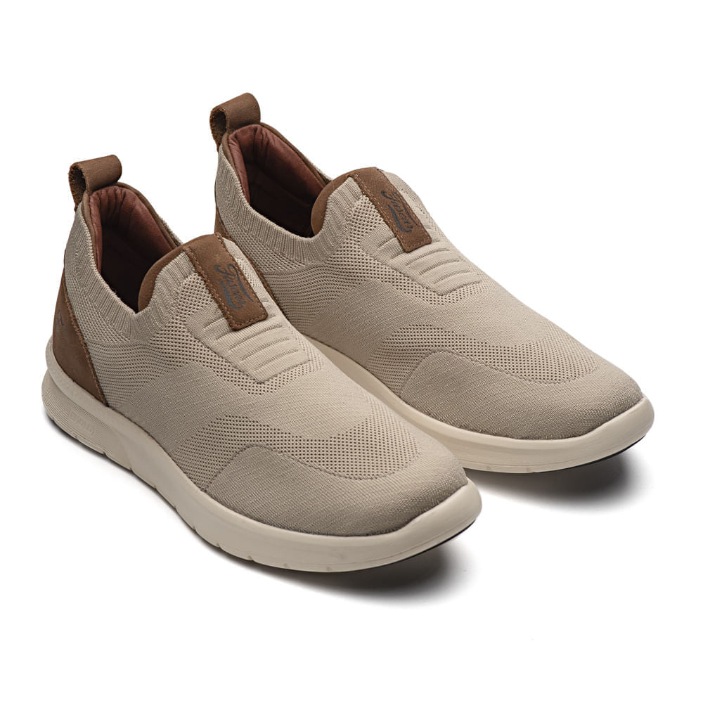 Tênis Masculino Casual Fascar Lite Bege Em Knit