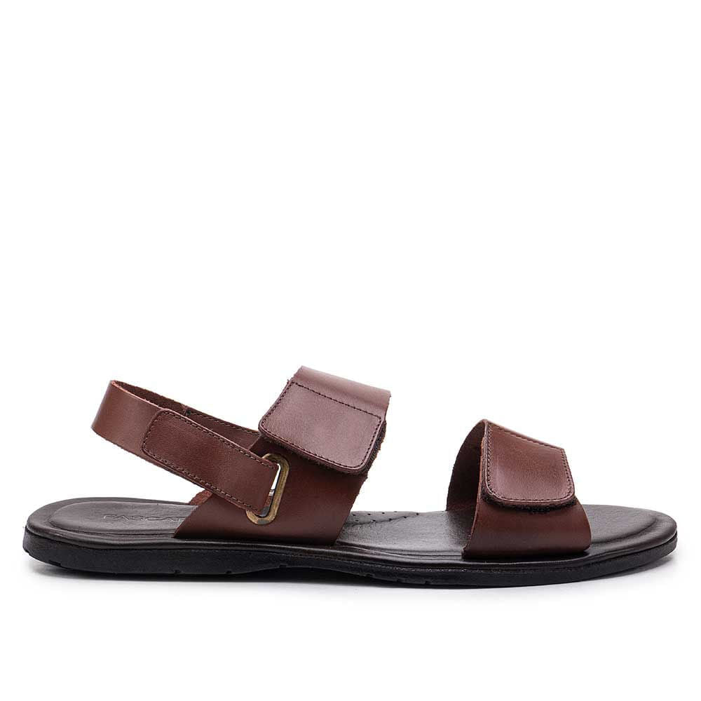 Sandália Masculina Fascar Marrom Em Couro