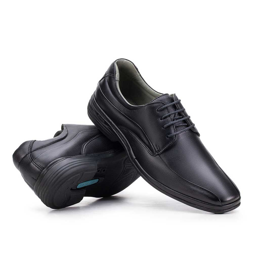 Sapato Masculino Social Fascar Derby Preto Em Couro