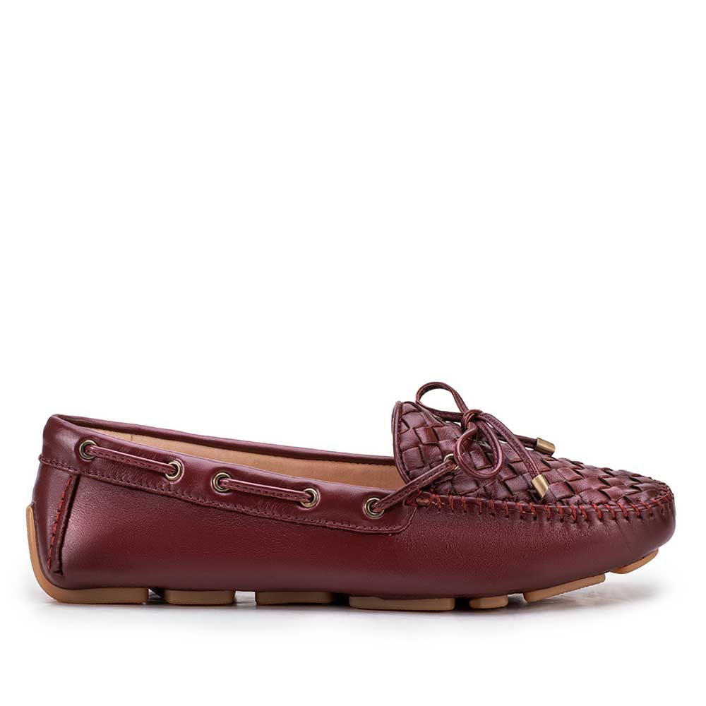 Mocassim Feminino Fascar Cabernet Em Couro