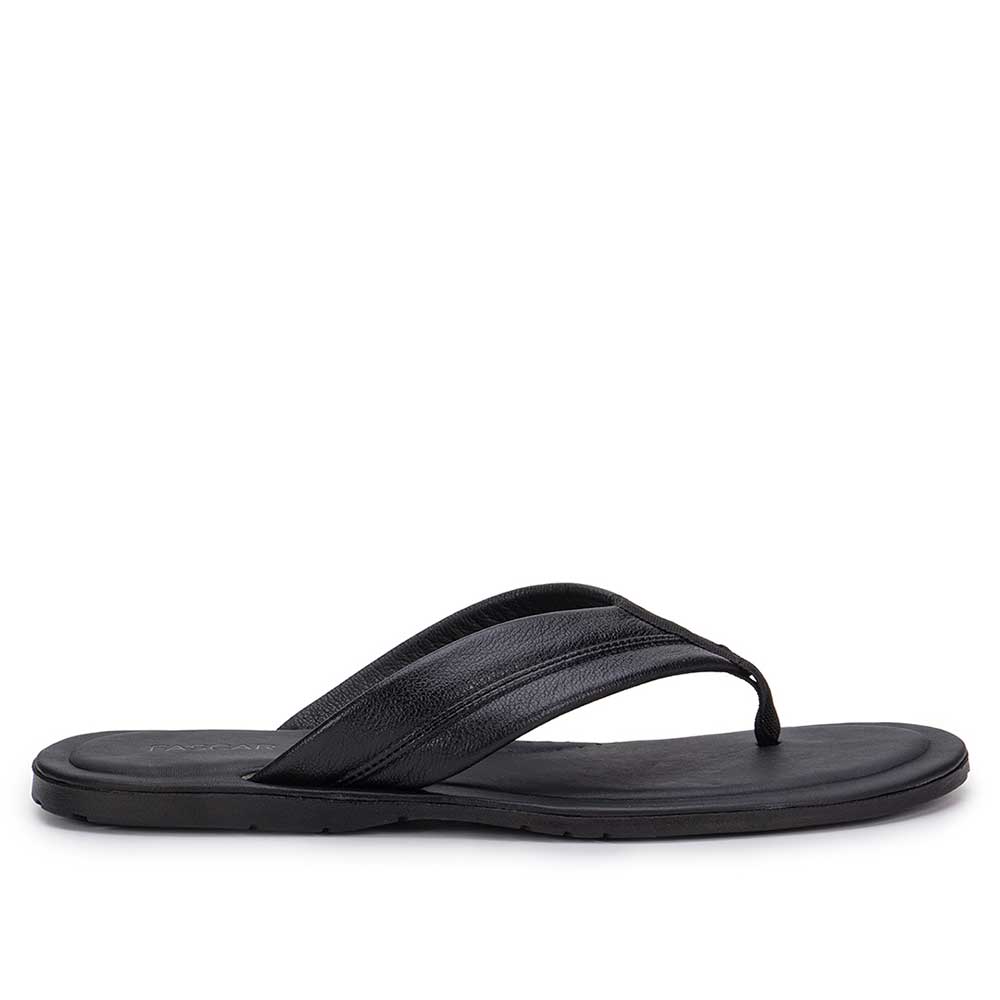 Chinelo Masculino Fascar Preto Em Couro
