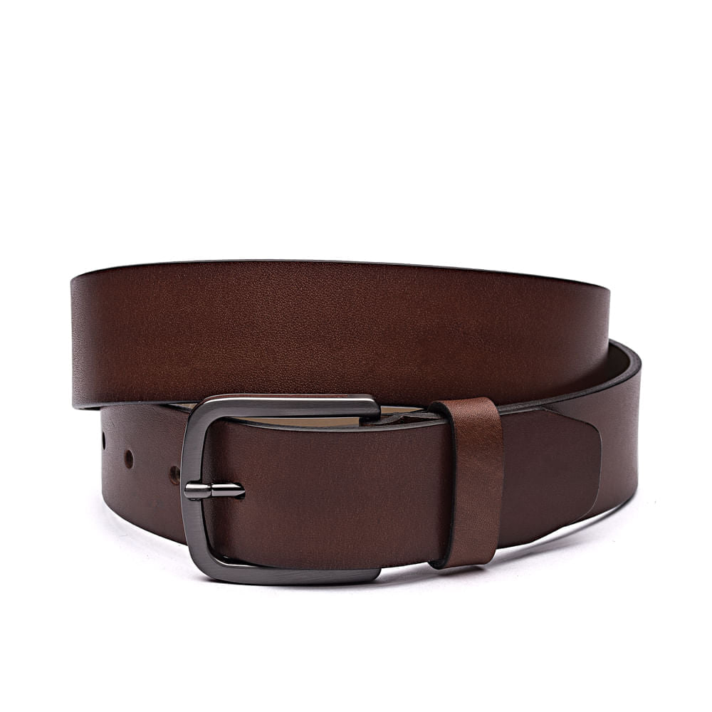 Cinto Masculino Casual Fascar Marrom Em Couro