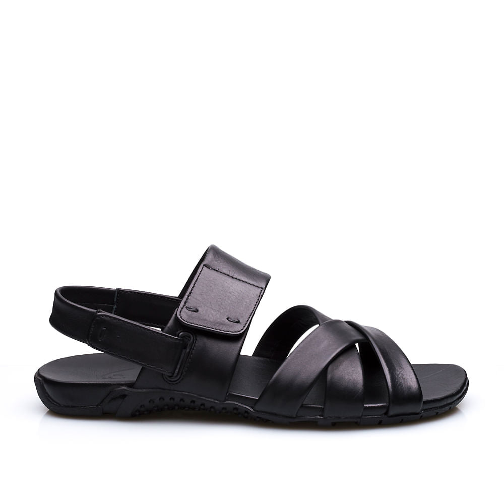 Sandália Masculina Fascar Preta Em Couro
