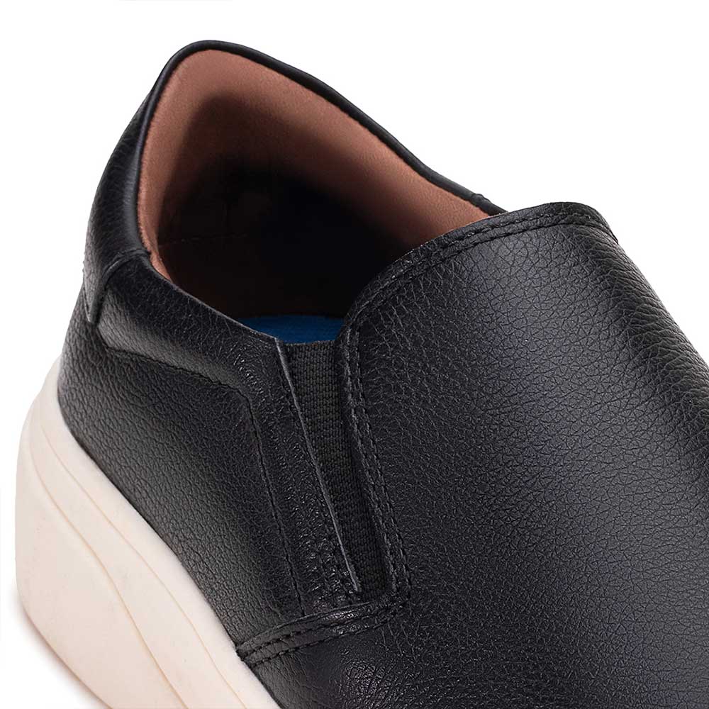 Tênis Masculino Casual Slip-On Fascar Preto Em Couro