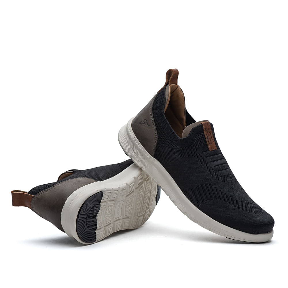 Tênis Masculino Casual Fascar Lite Preto Em Knit